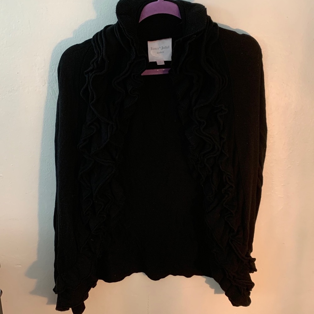Front ruffle sweater cover up